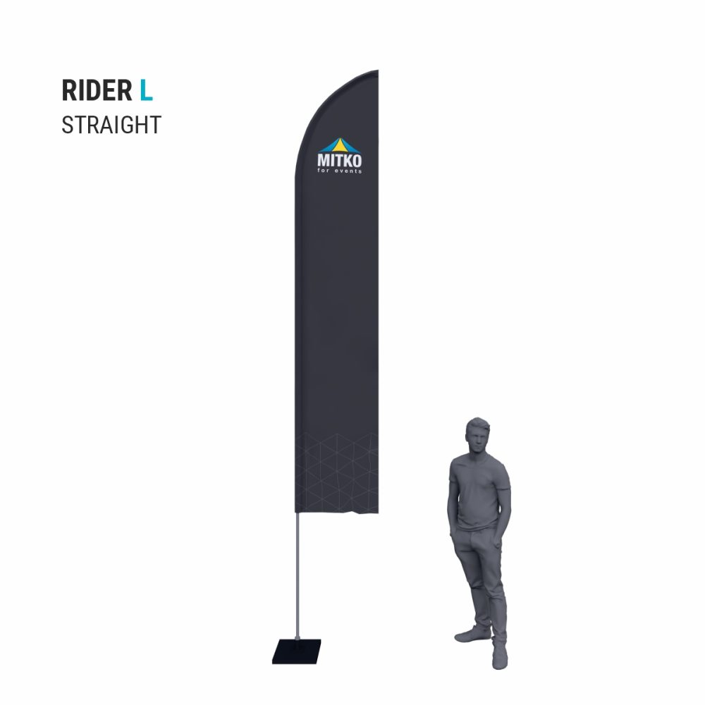 Reklamní vlajka Rider L (65x346 cm) s hliníkovým stožárem