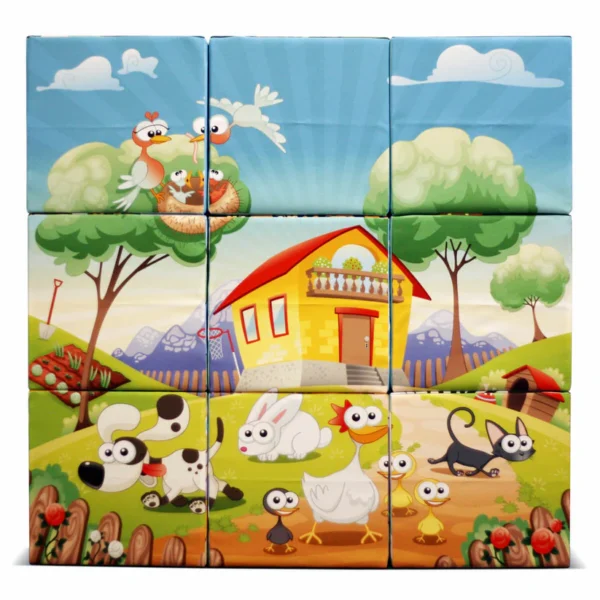 Sedací kostky Mega Puzzle 50 cm s potiskem: Polyester + pevná výplň - SET 9 ks