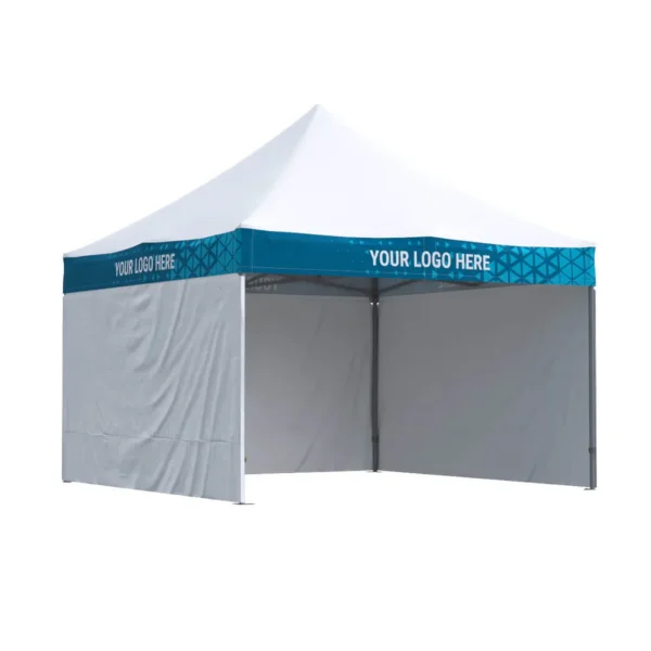 Nůžkový stan 3x6 Octa Optima II s potiskem, 3 bočnice s potiskem: Polyester 30 Nůžkový stan 4×4 Octa Pro s potiskem 4 střešních límců + 3 bočnice bez potisku: Polyester