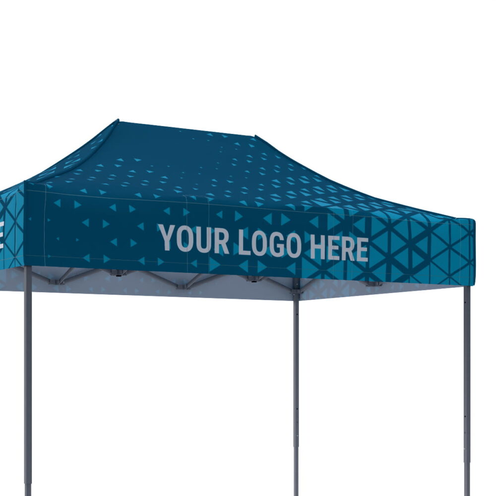 Střecha pro nůžkový stan 2×3 s reklamním potiskem.