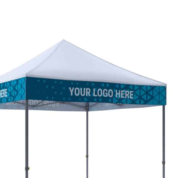 Střecha pro nůžkový stan 3×3 m s potiskem na všech 4 límcích.