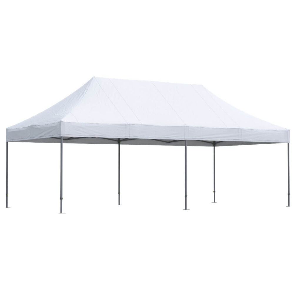 Bílý nůžkový stan 4x8 m bez potisku, vhodný pro akce a veletrhy.